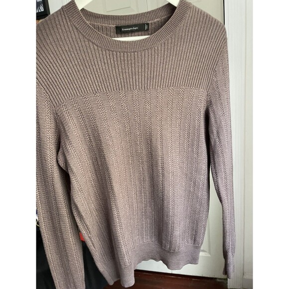 Ermenegildo Zegna Pink Raspberry Glace Wool & Silk Cable Knit Sweater SZ 48/S - Picture 5 of 8